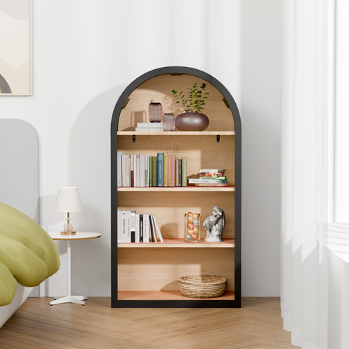 Tier black arched bookshelf - black,